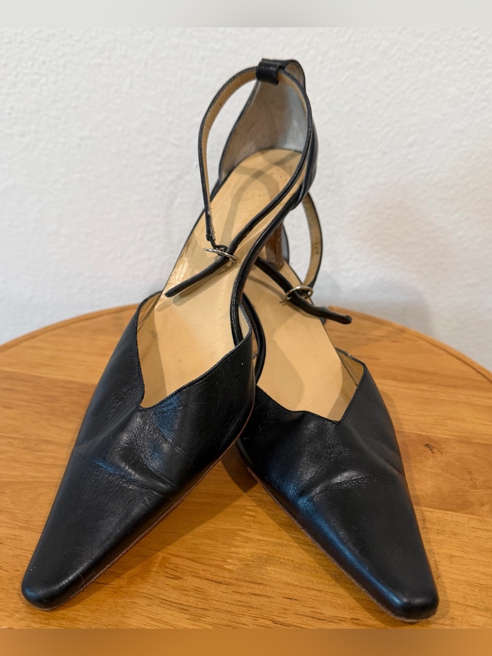 J. Crew Black leather ankle-strap kitten heels - Women's size 7